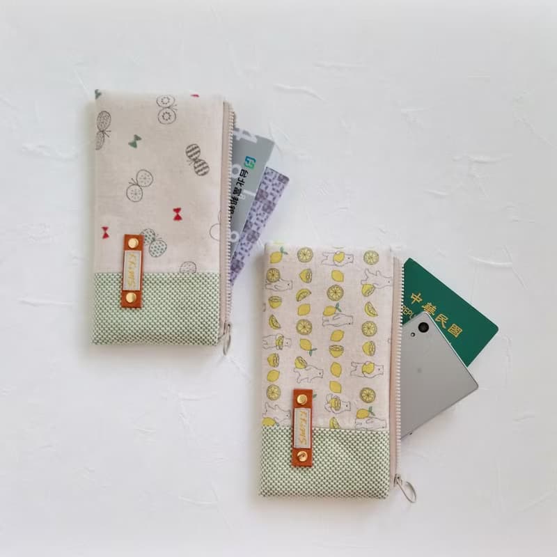 【FAW/萬用長夾(中)】小花蝴蝶 白熊檸檬 日本刺子布 內有隔層!