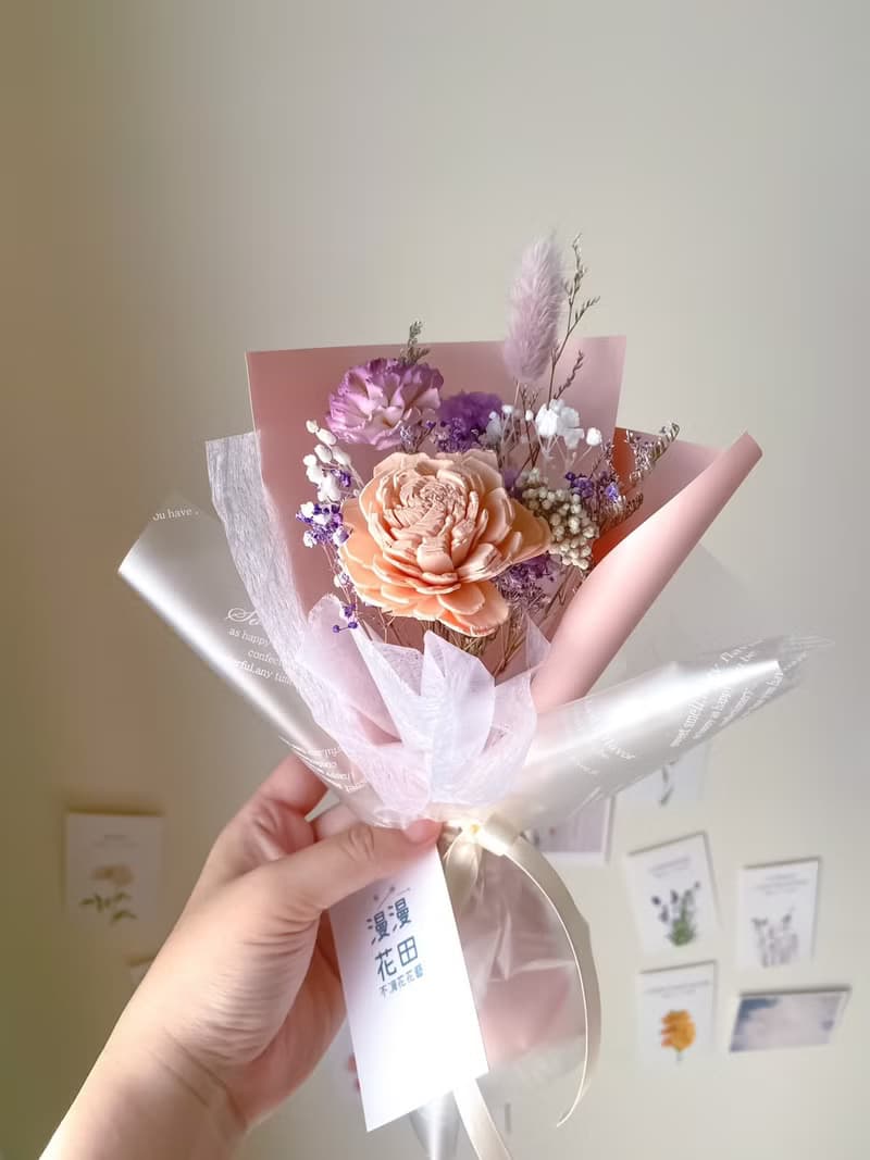 湖水綠乾燥小花束  畢業花束  送禮 生日禮  韓式花束 太陽花