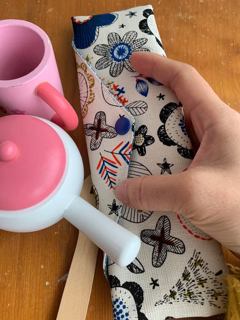 文青風環保筷袋  繽紛花繪  手作餐具袋.交換禮物.