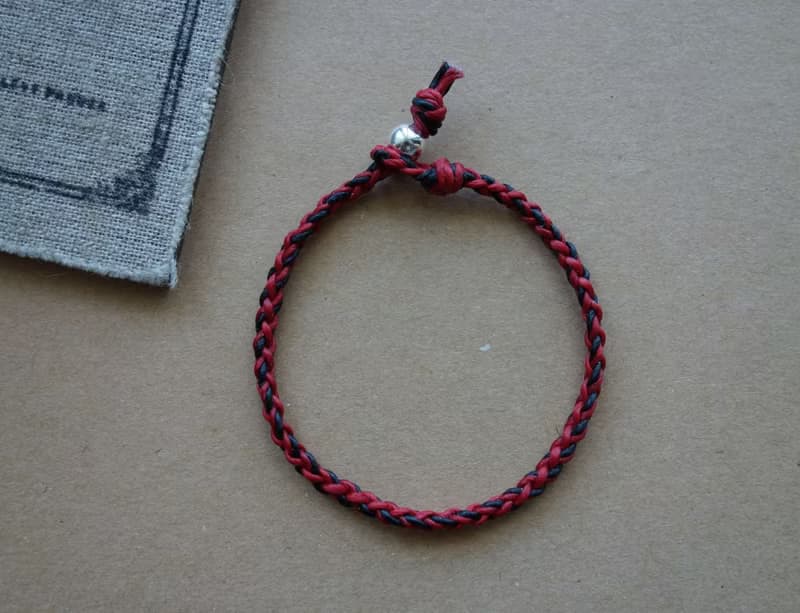 紅美黑大方/細手鍊/純銀編織手鍊 經典圓編 /925 silver bracelet