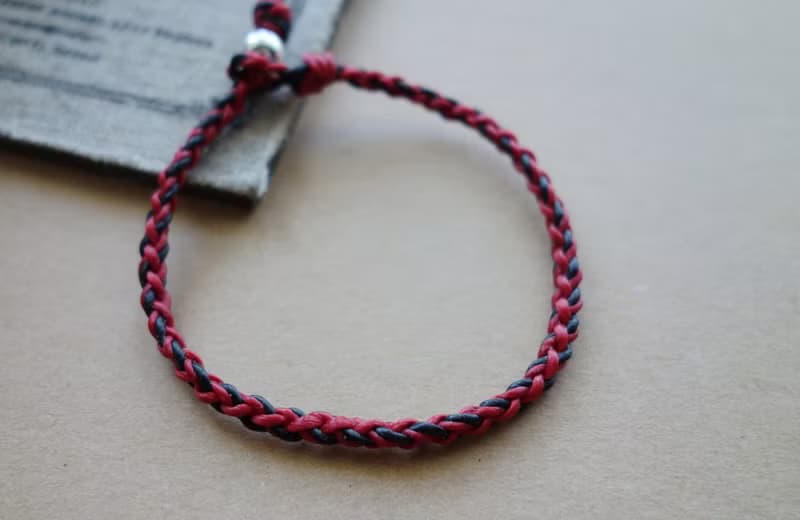 紅美黑大方/細手鍊/純銀編織手鍊 經典圓編 /925 silver bracelet