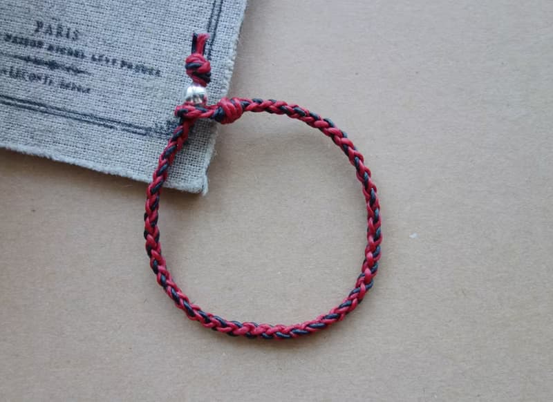 紅美黑大方/細手鍊/純銀編織手鍊 經典圓編 /925 silver bracelet