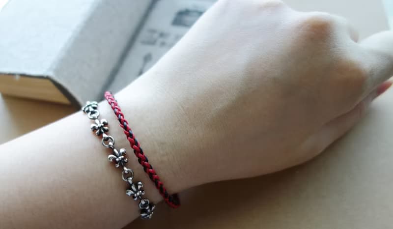 紅美黑大方/細手鍊/純銀編織手鍊 經典圓編 /925 silver bracelet