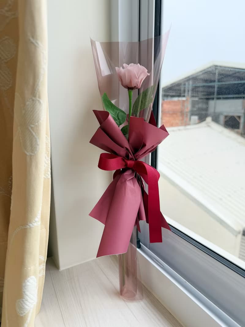 情人節花束  永生玫瑰花 單支花束 七夕 送禮 附提袋
