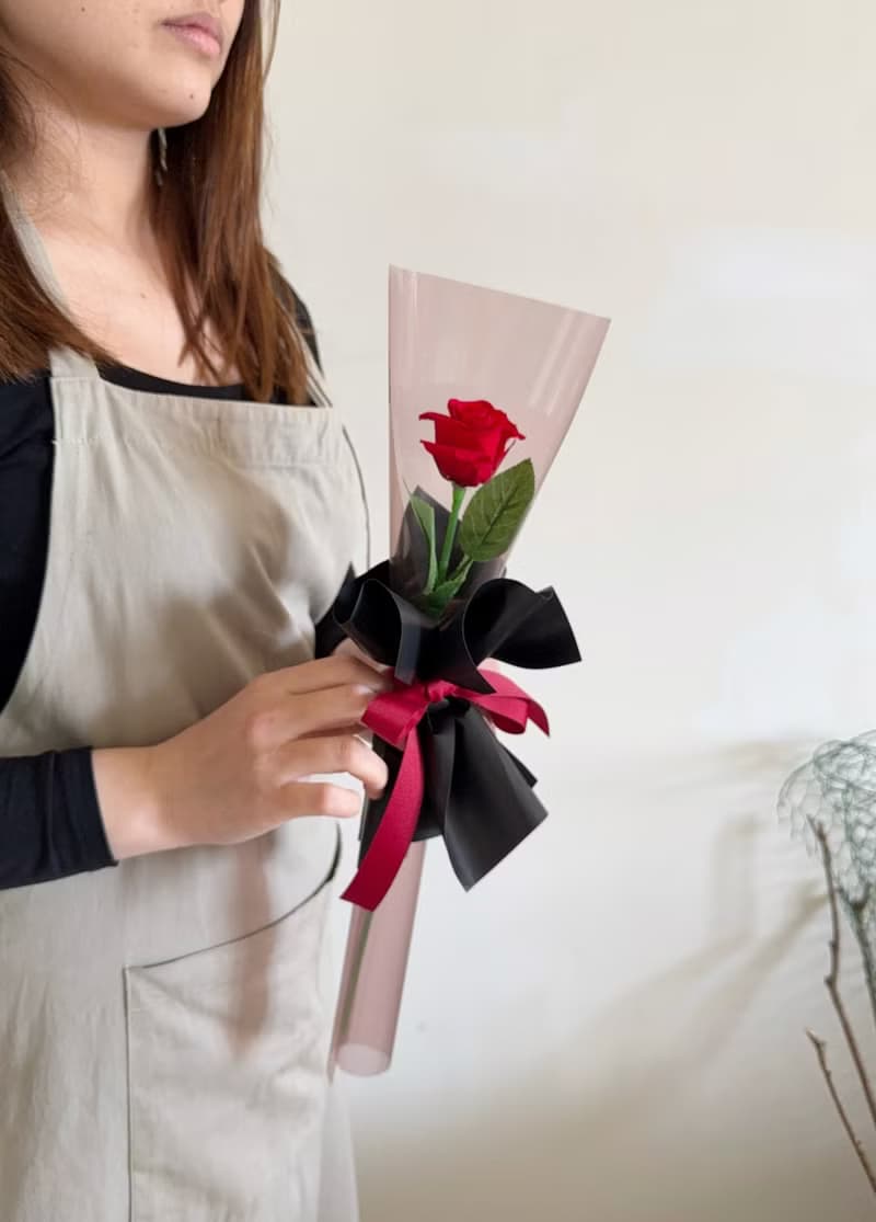 情人節花束  永生玫瑰花 單支花束 七夕 送禮 附提袋
