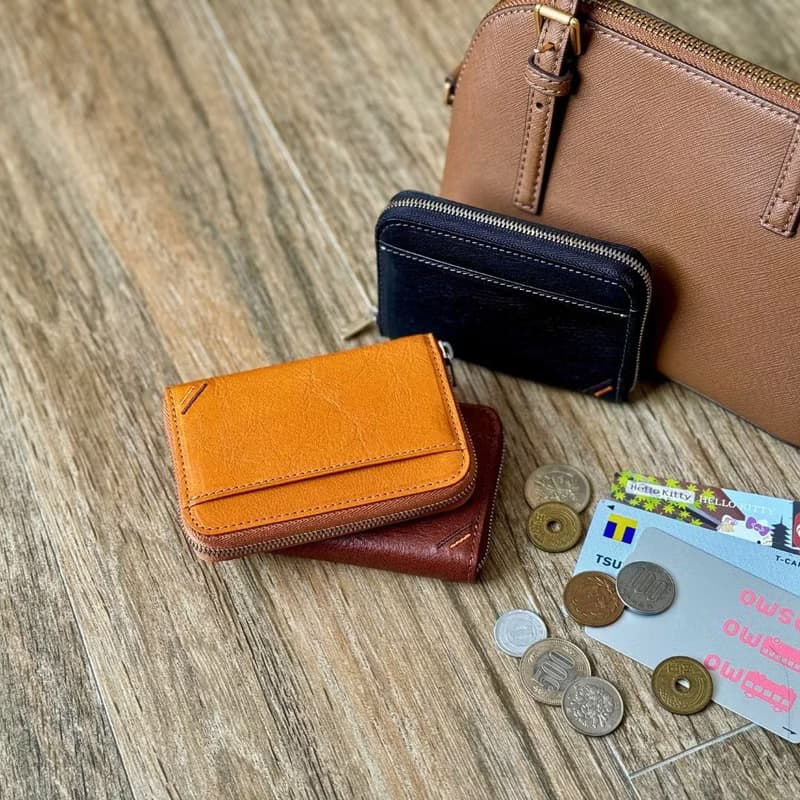 日本製【DUALLINE 迷你拉鍊短夾】革職人 拉鍊零錢包 拉鍊錢包