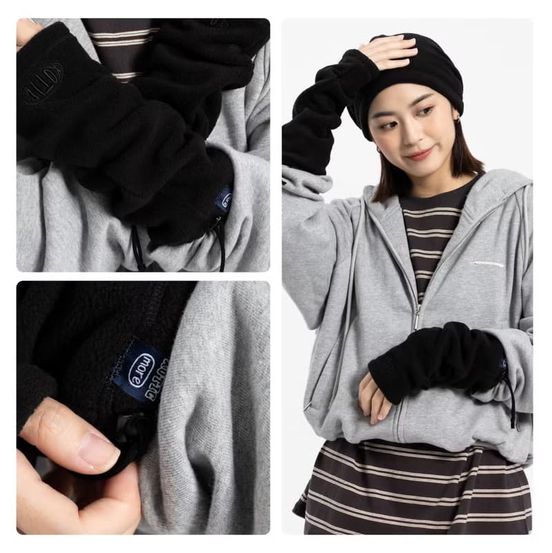 搖粒絨堆堆露指手套