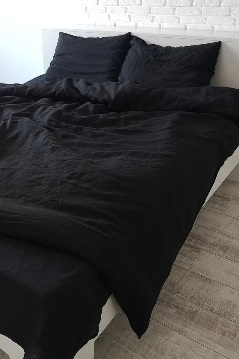 Black linen duvet cover / Softened linen / Comforter cover / Quilt cover