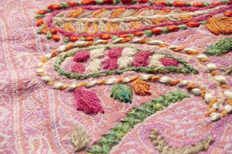 喀什米爾Cashmere/水煮羊毛披肩/針織圍巾/刺繡圍巾/羊絨披巾-花