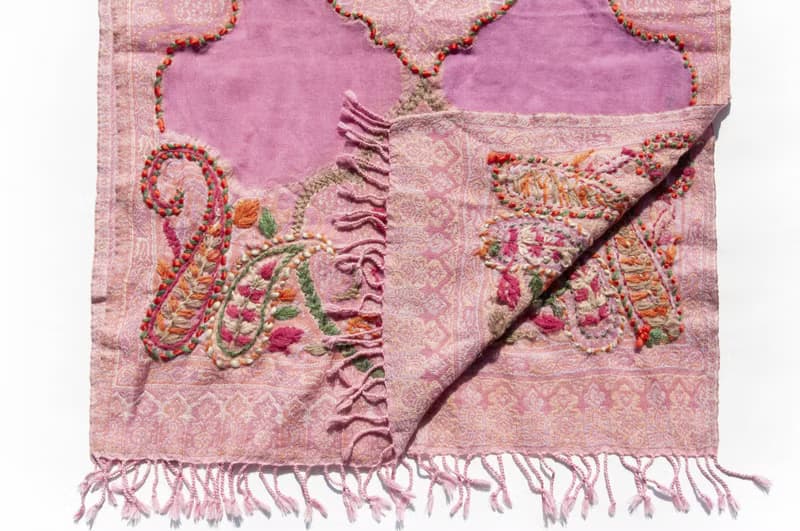 喀什米爾Cashmere/水煮羊毛披肩/針織圍巾/刺繡圍巾/羊絨披巾-花