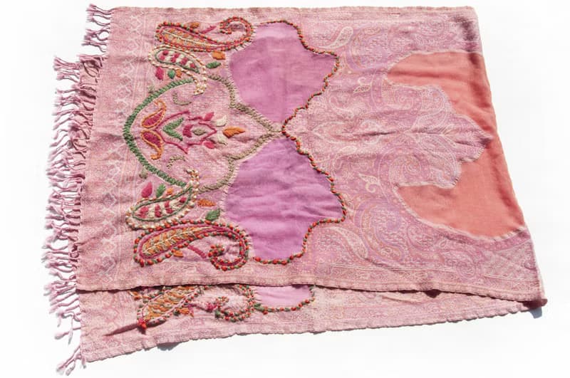 喀什米爾Cashmere/水煮羊毛披肩/針織圍巾/刺繡圍巾/羊絨披巾-花