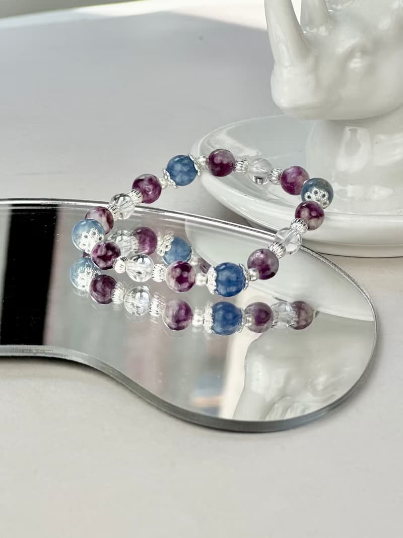 藍晶石 紫鋰雲母 白水晶 天然水晶手鍊/ 貴人運 增自信 平靜身心