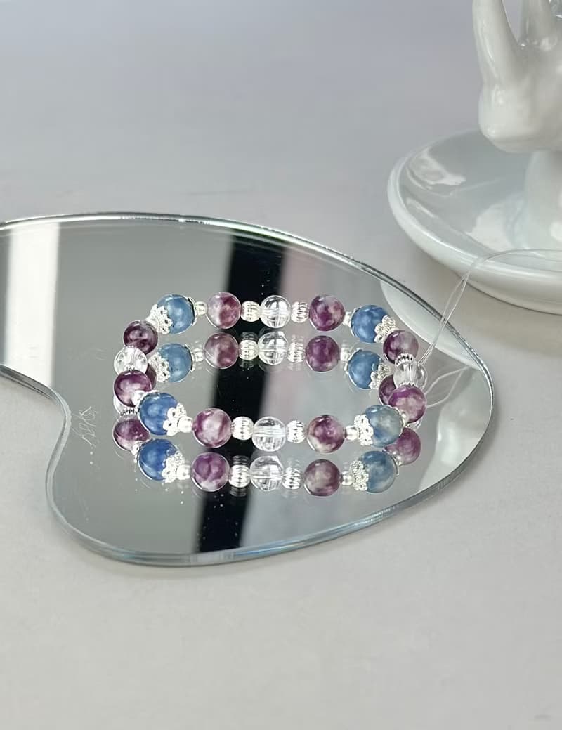 藍晶石 紫鋰雲母 白水晶 天然水晶手鍊/ 貴人運 增自信 平靜身心