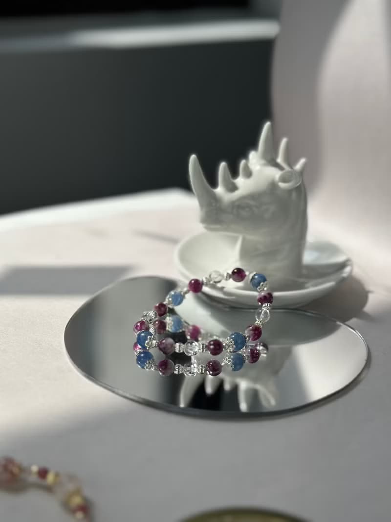 藍晶石 紫鋰雲母 白水晶 天然水晶手鍊/ 貴人運 增自信 平靜身心