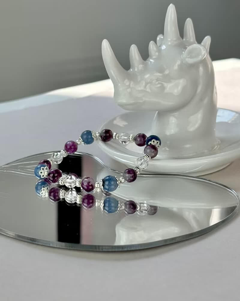 藍晶石 紫鋰雲母 白水晶 天然水晶手鍊/ 貴人運 增自信 平靜身心