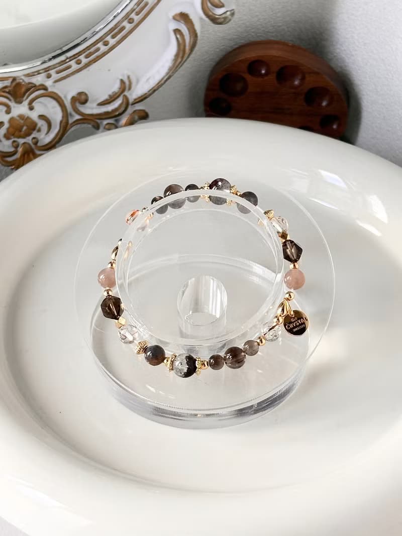 /茶澤浮光/好運 避邪 避小人紅幽靈 黑金骨幹 茶水晶 黑金超 手環