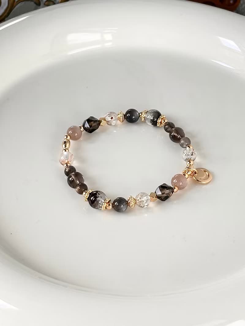 /茶澤浮光/好運 避邪 避小人紅幽靈 黑金骨幹 茶水晶 黑金超 手環