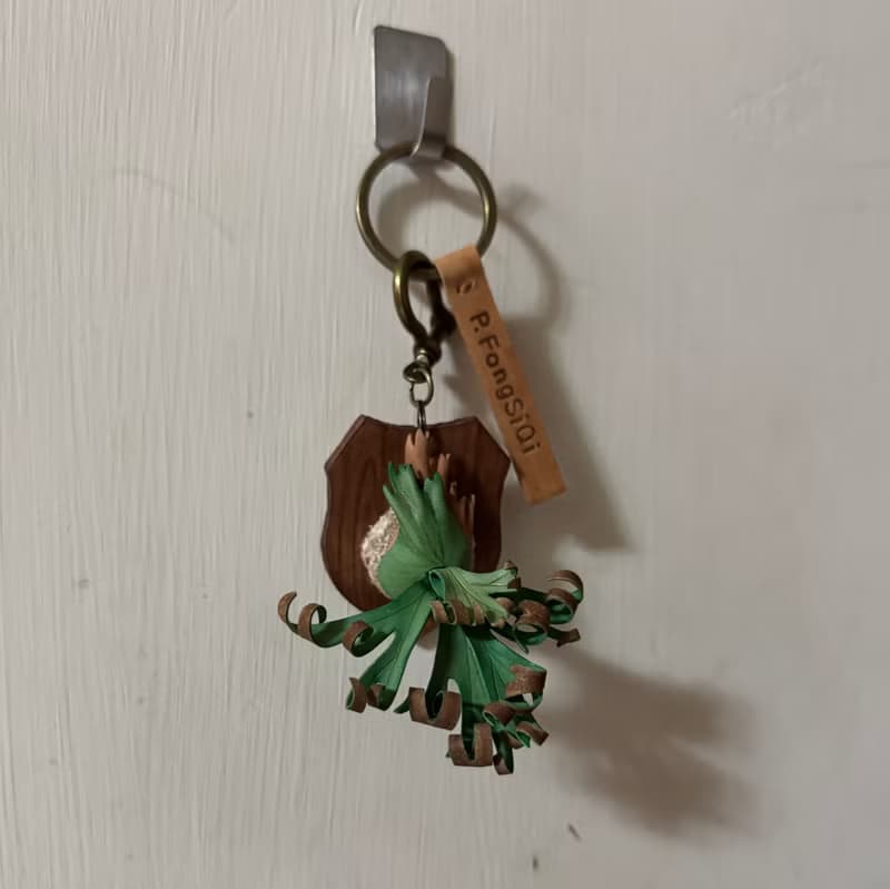 捲捲鹿角蕨_皮革吊飾 / 送禮