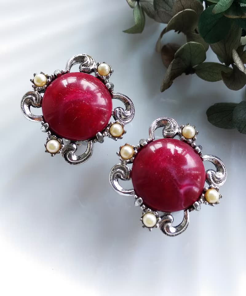 Vintage Jewelry 西洋古董飾品 維多利亞風格典雅 夾式耳環
