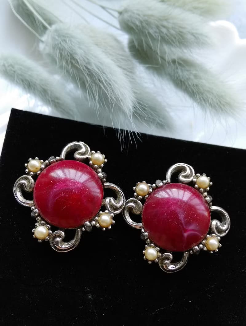 Vintage Jewelry 西洋古董飾品 維多利亞風格典雅 夾式耳環