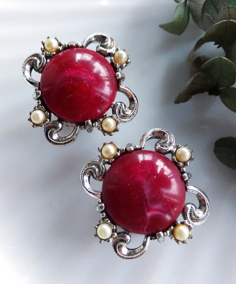 Vintage Jewelry 西洋古董飾品 維多利亞風格典雅 夾式耳環