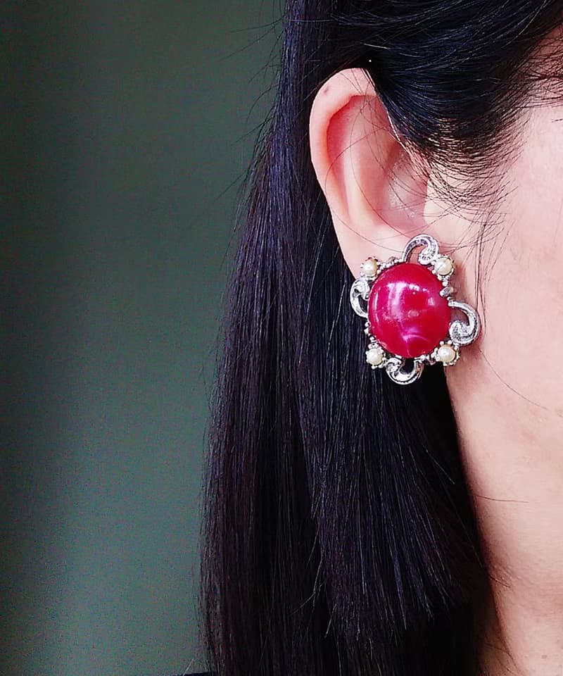 Vintage Jewelry 西洋古董飾品 維多利亞風格典雅 夾式耳環