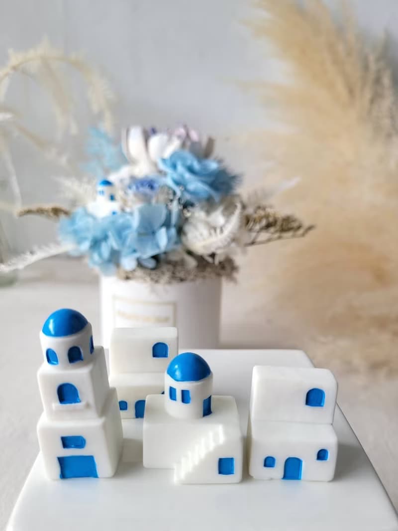 海藏設計| 愛琴海上的夢幻寶石－聖托里尼微景觀永生花盆花