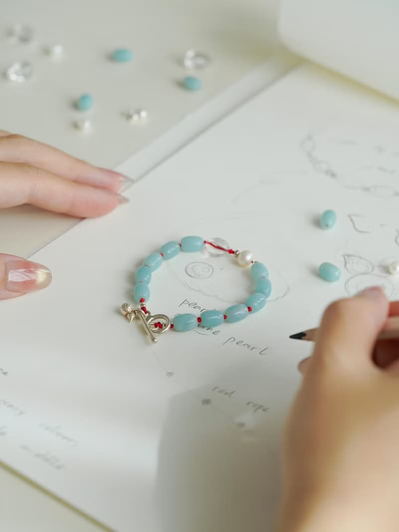 原創手工限量天然天河石珍珠手串葫蘆紅繩開運手鏈生日禮物