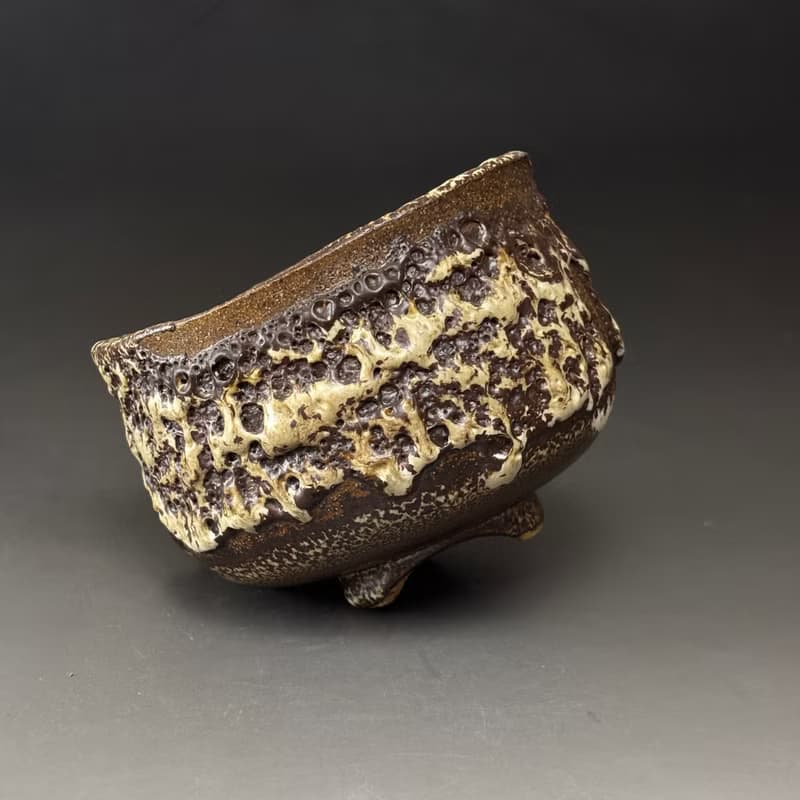 許旭倫 志野燒蟲蛀茶碗400ml 11cm