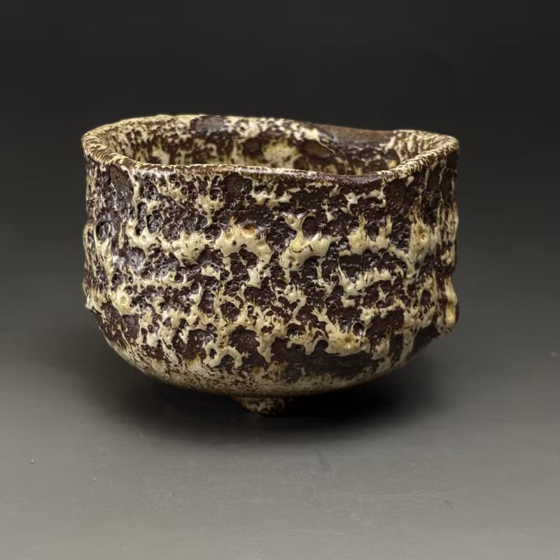 許旭倫 志野燒蟲蛀茶碗400ml 11cm