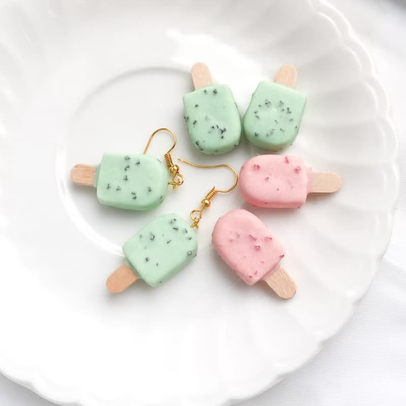 黑巧克力餅乾 巧克力雪糕 耳環 單支 耳夾耳勾 仿真甜點