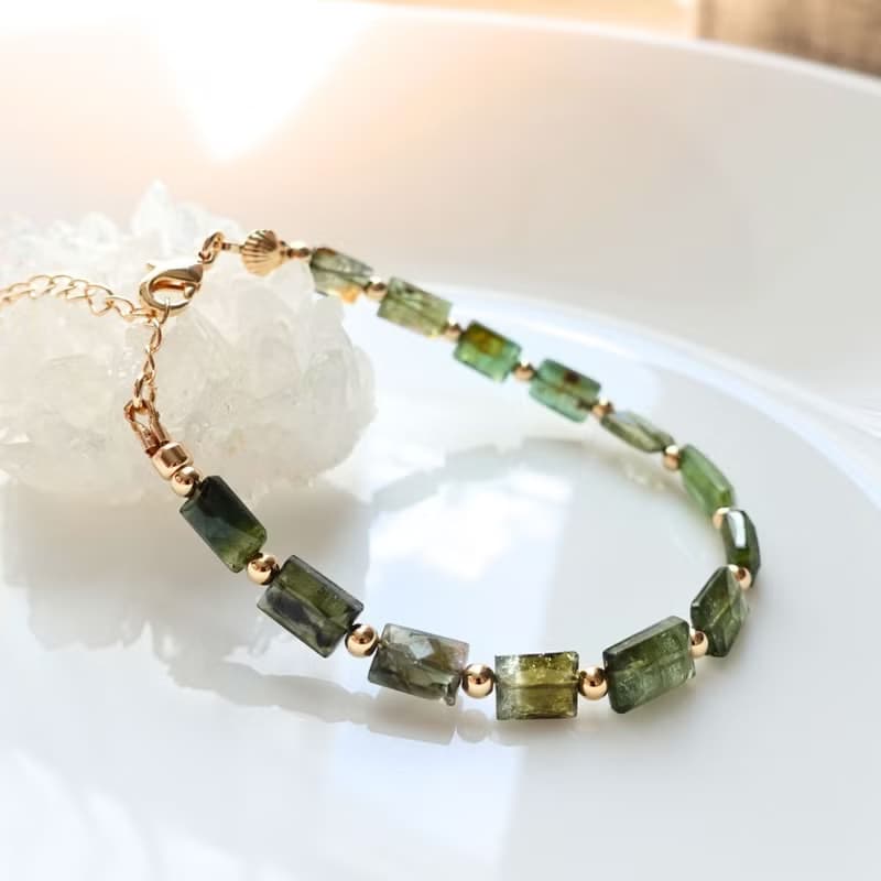 天然無注膠 綠碧璽 電氣石 漸層綠色系 財富與健康 手工製手鍊
