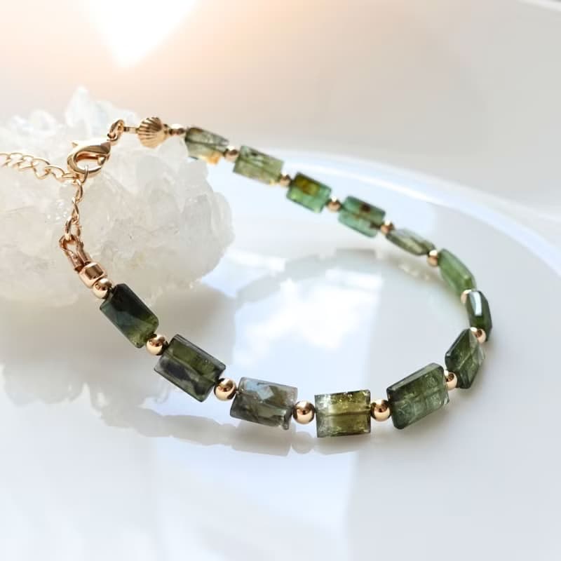 天然無注膠 綠碧璽 電氣石 漸層綠色系 財富與健康 手工製手鍊