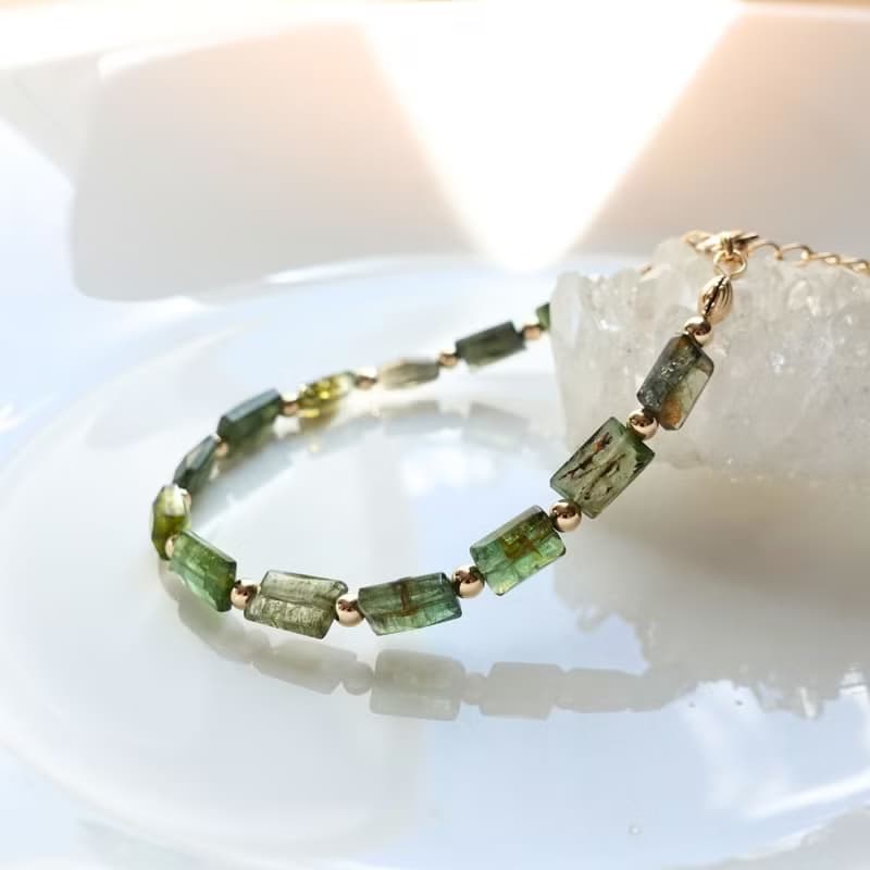 天然無注膠 綠碧璽 電氣石 漸層綠色系 財富與健康 手工製手鍊