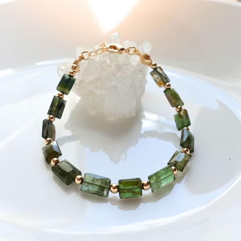 天然無注膠 綠碧璽 電氣石 漸層綠色系 財富與健康 手工製手鍊