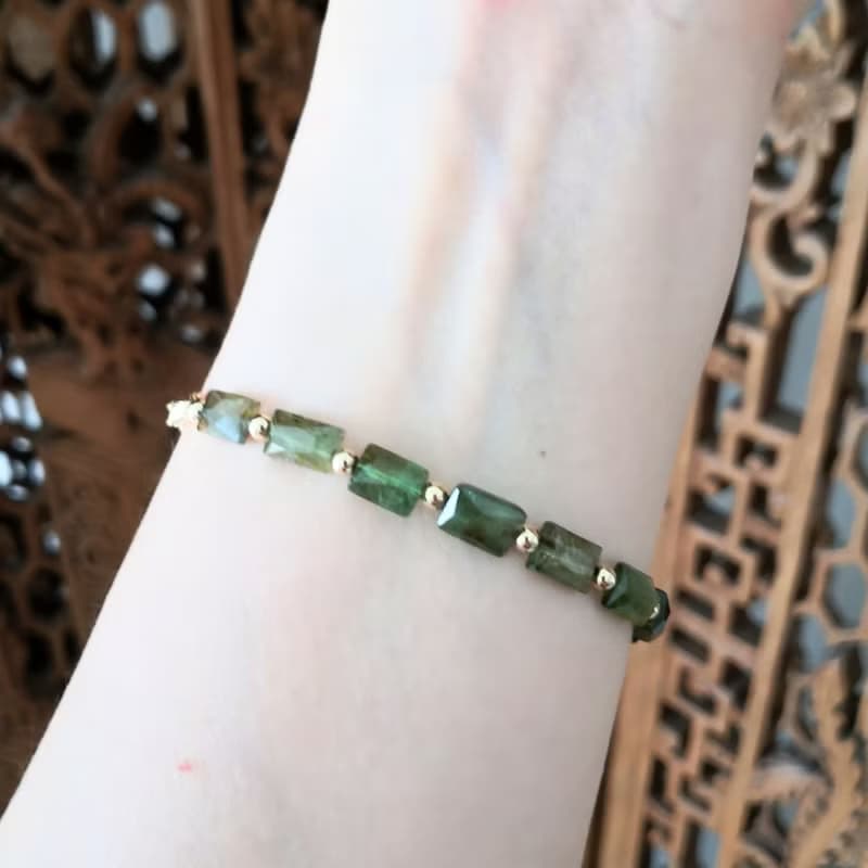 天然無注膠 綠碧璽 電氣石 漸層綠色系 財富與健康 手工製手鍊