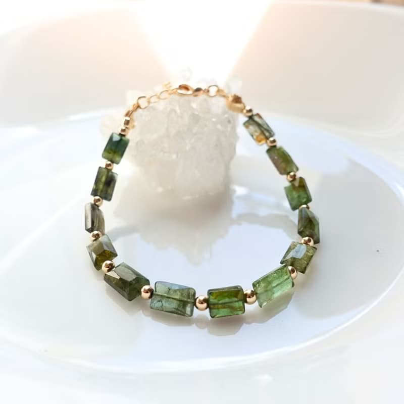 天然無注膠 綠碧璽 電氣石 漸層綠色系 財富與健康 手工製手鍊