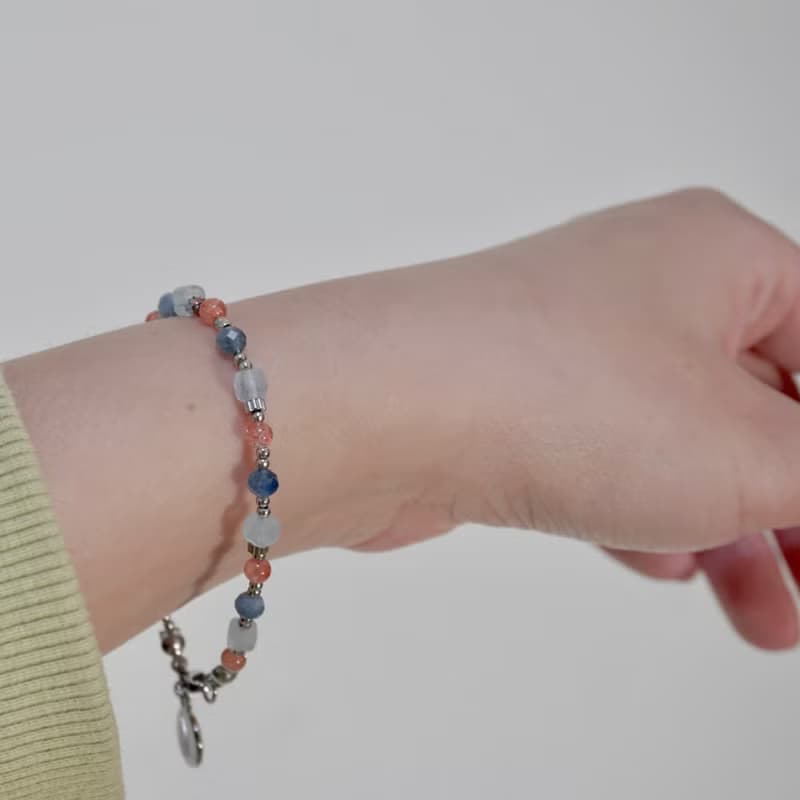 ll 小島夕陽 手鍊 ll 金太陽石 海藍寶 魔鬼海藍寶手鍊 BR-00002