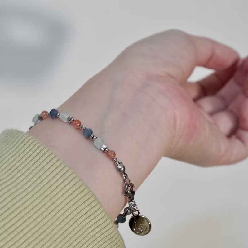 ll 小島夕陽 手鍊 ll 金太陽石 海藍寶 魔鬼海藍寶手鍊 BR-00002