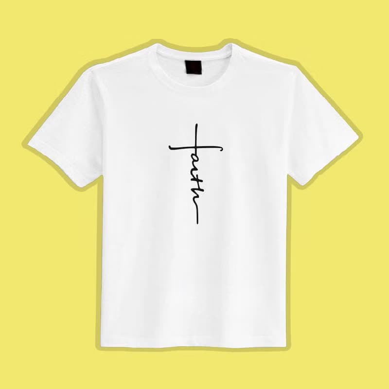 十字架 FAITH 基督教 教會 文創 衣服 T恤 白T 童裝 純棉 涼感衣