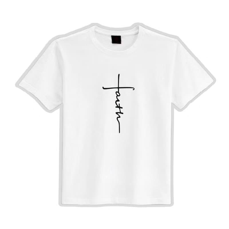 十字架 FAITH 基督教 教會 文創 衣服 T恤 白T 童裝 純棉 涼感衣