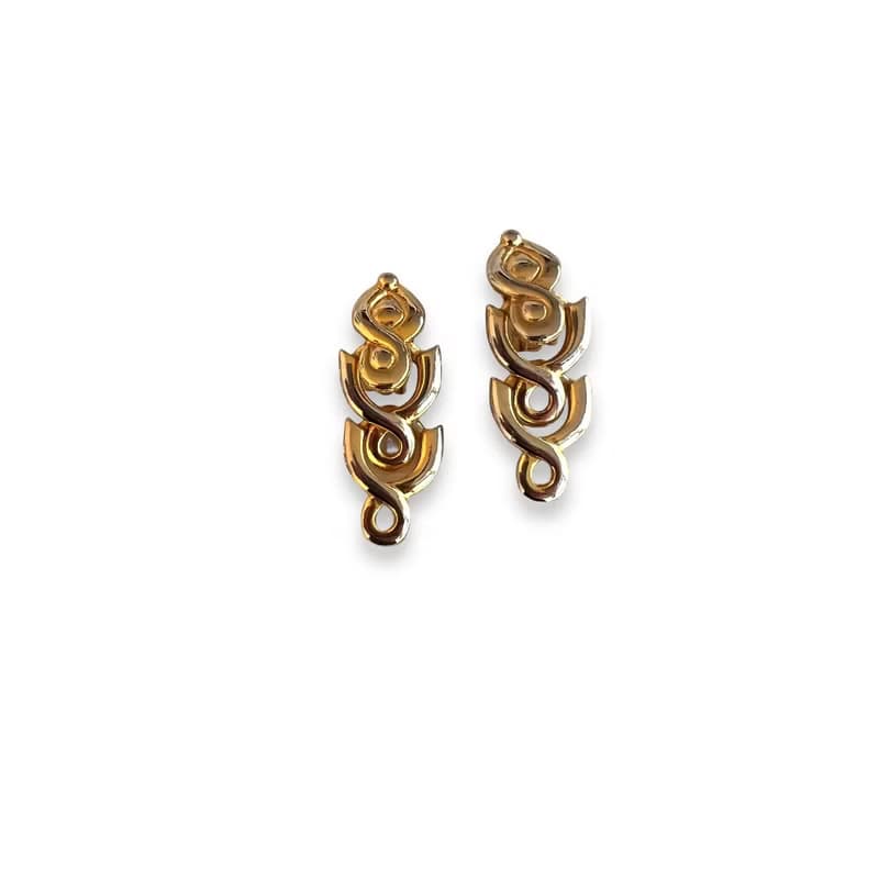 Vintage Paolo Gucci Gold Tone DoorKnockers Clipon Earrings Authentic Luxury 90s