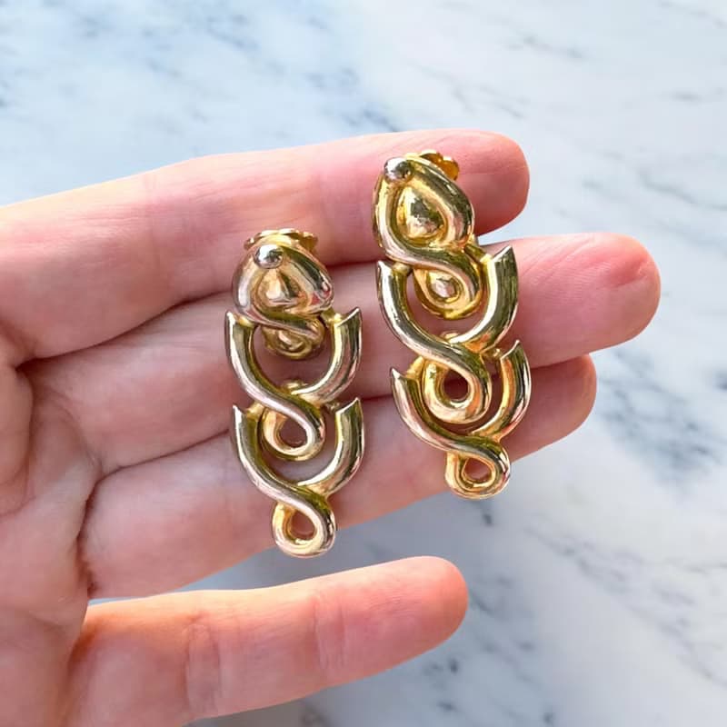 Vintage Paolo Gucci Gold Tone DoorKnockers Clipon Earrings Authentic Luxury 90s