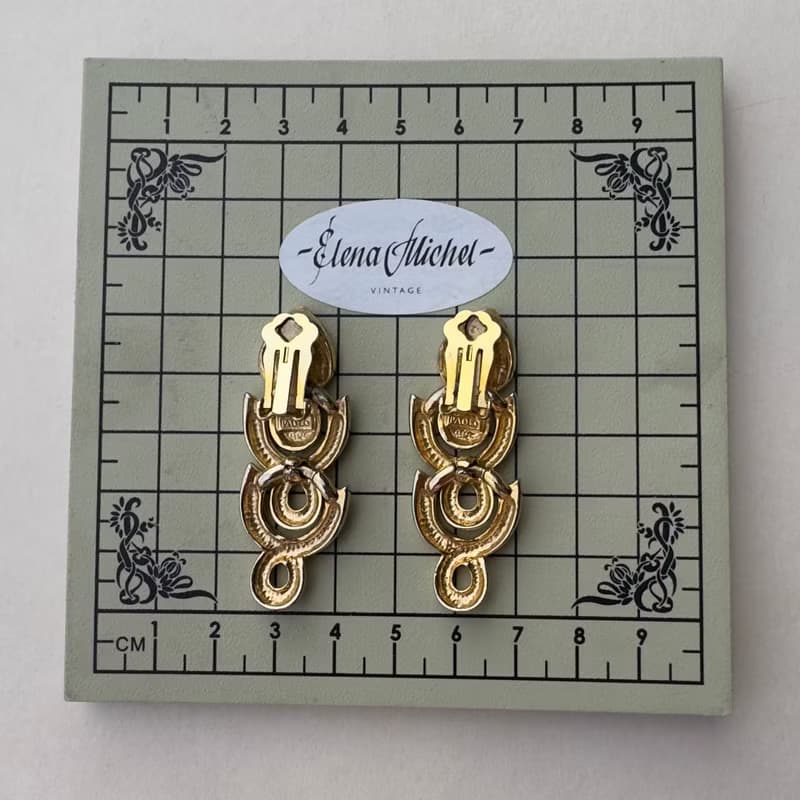 Vintage Paolo Gucci Gold Tone DoorKnockers Clipon Earrings Authentic Luxury 90s
