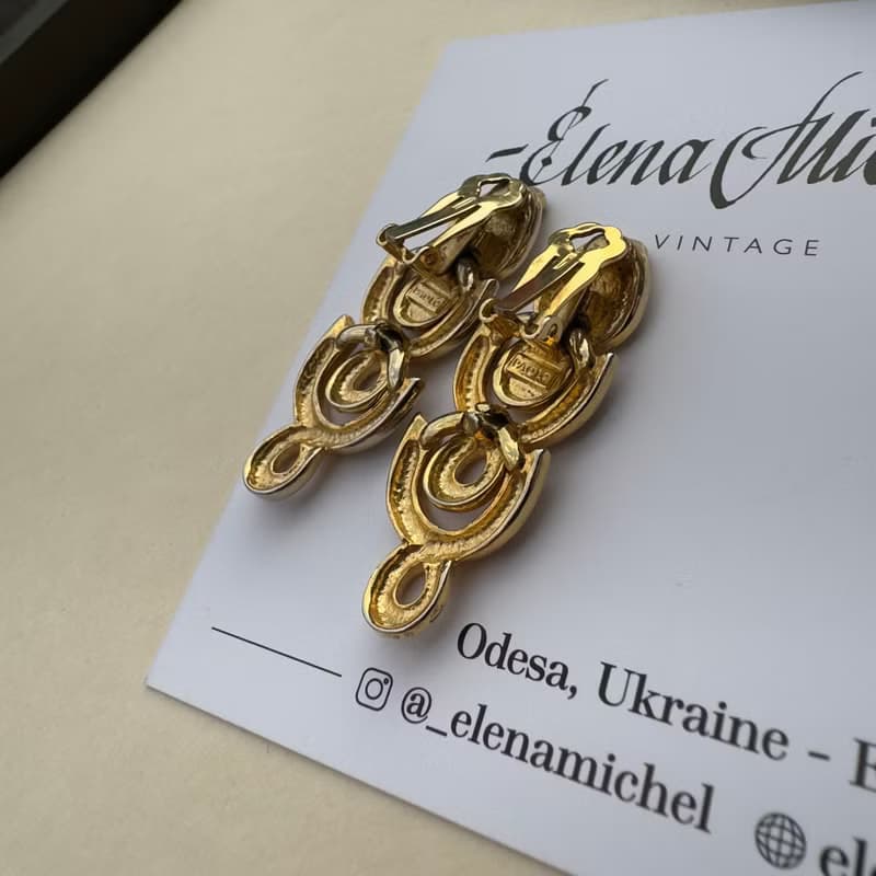 Vintage Paolo Gucci Gold Tone DoorKnockers Clipon Earrings Authentic Luxury 90s