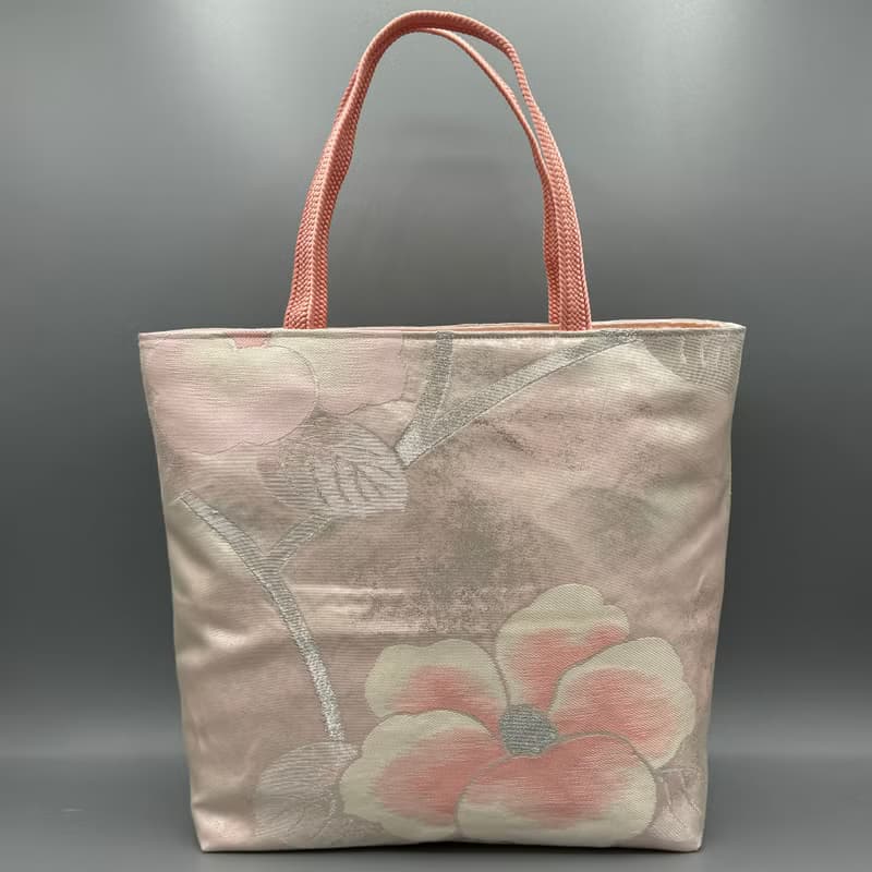 着物 帯 帯締め ハンドメイド トートバッグ リメイク ピンク 花