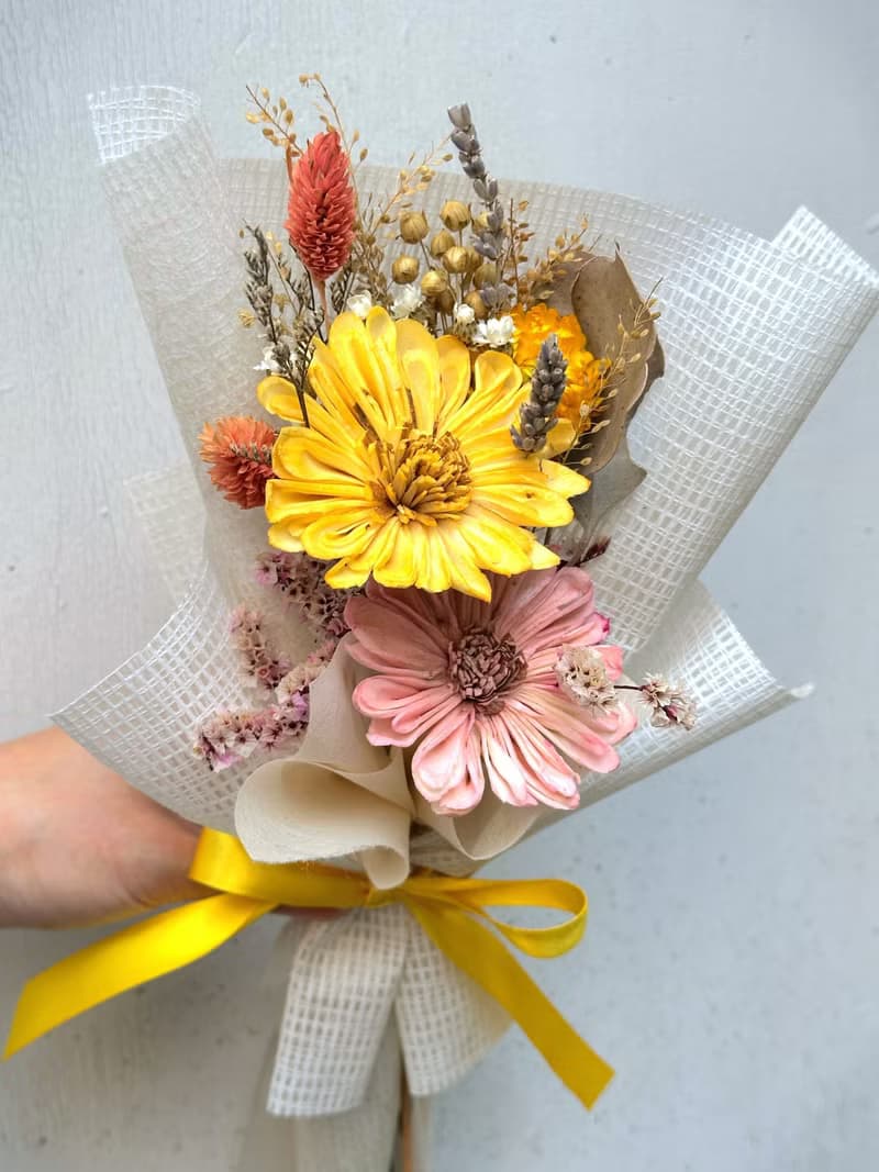 果實日光 太陽花永生小花束 生日 畢業 乾燥花