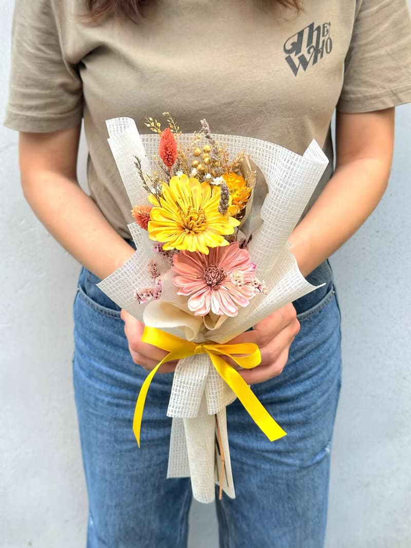 果實日光 太陽花永生小花束 生日 畢業 乾燥花