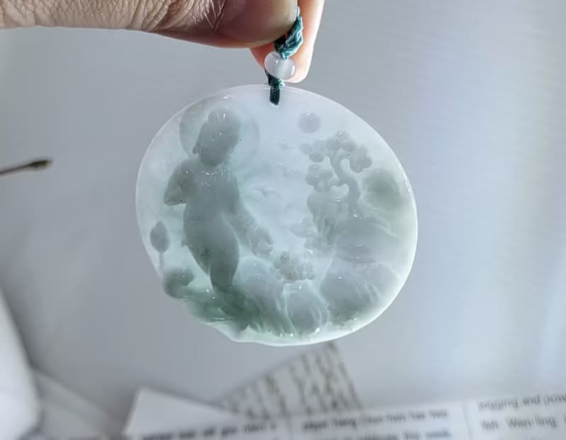 【親翠】天然翡翠 細膩山水觀音吊墜 佛系 畢業禮物