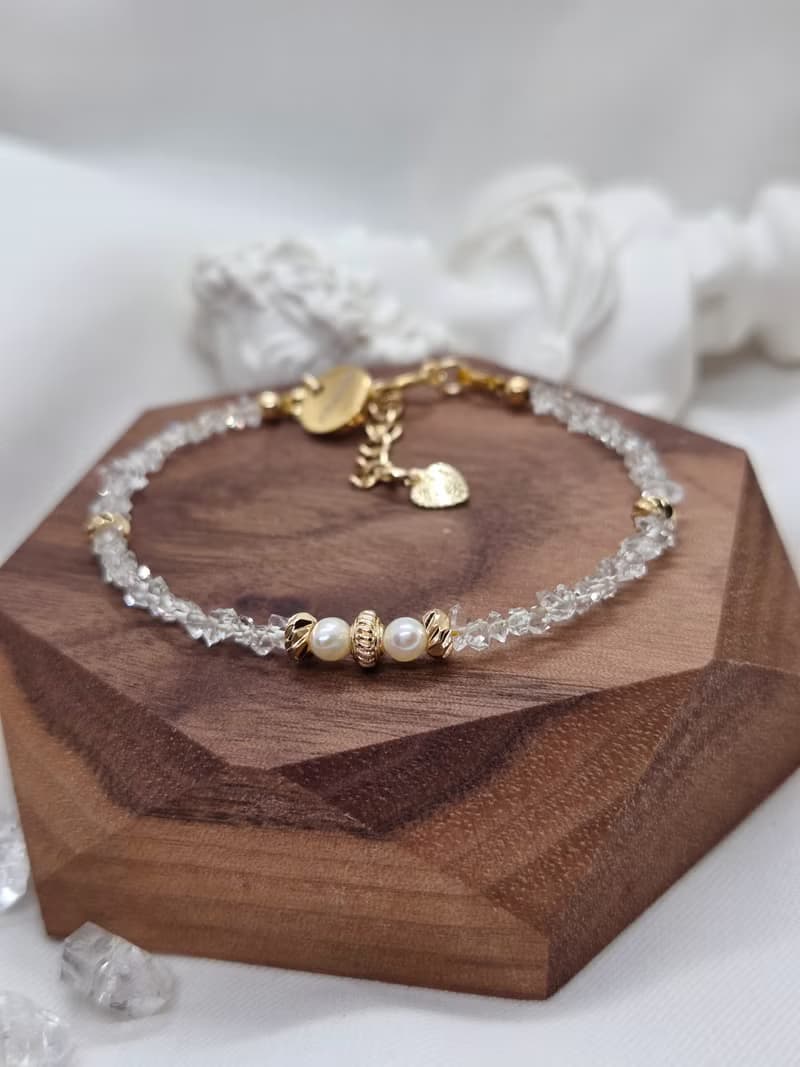 【嚴選】赫基蒙鑽  珍珠手鍊(細鍊)